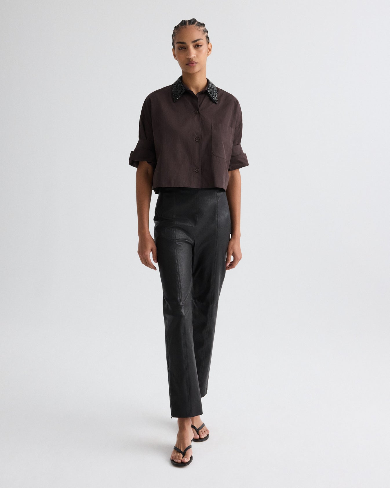 TWP After dark Next Ex Shirt with Crystal Collar in Super Compact Poplin view 3