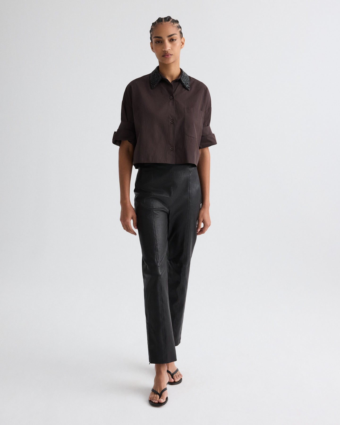 TWP After dark Next Ex Shirt with Crystal Collar in Super Compact Poplin view 3