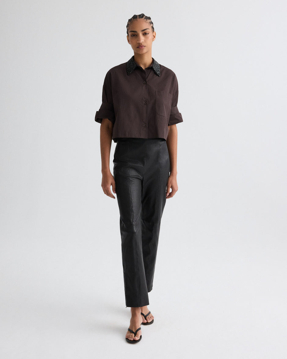 TWP After dark Next Ex Shirt with Crystal Collar in Super Compact Poplin view 3