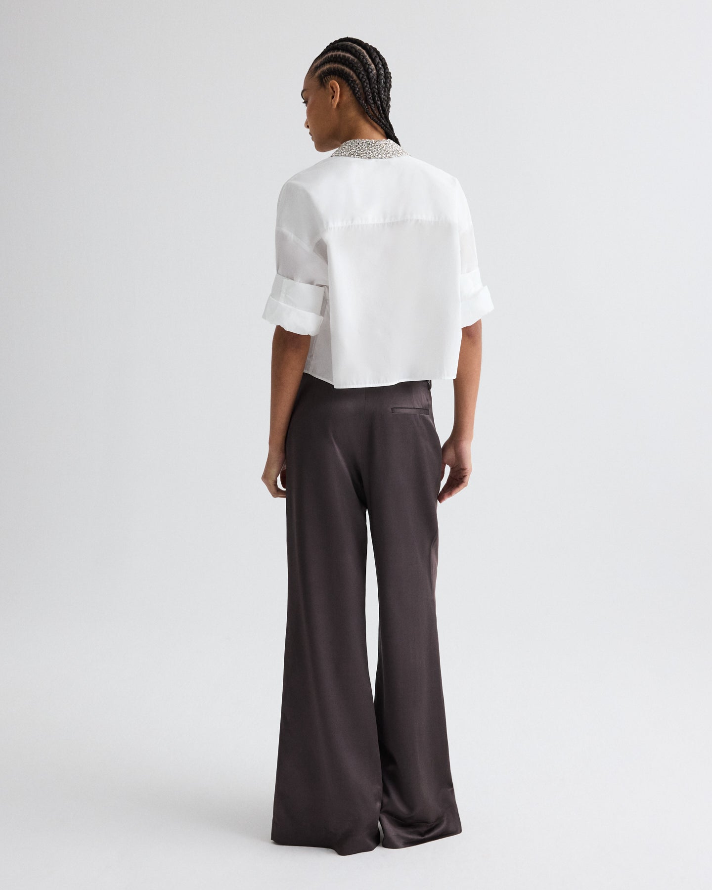 White Next Ex Shirt with Crystal Collar in Super Compact Poplin | TWP