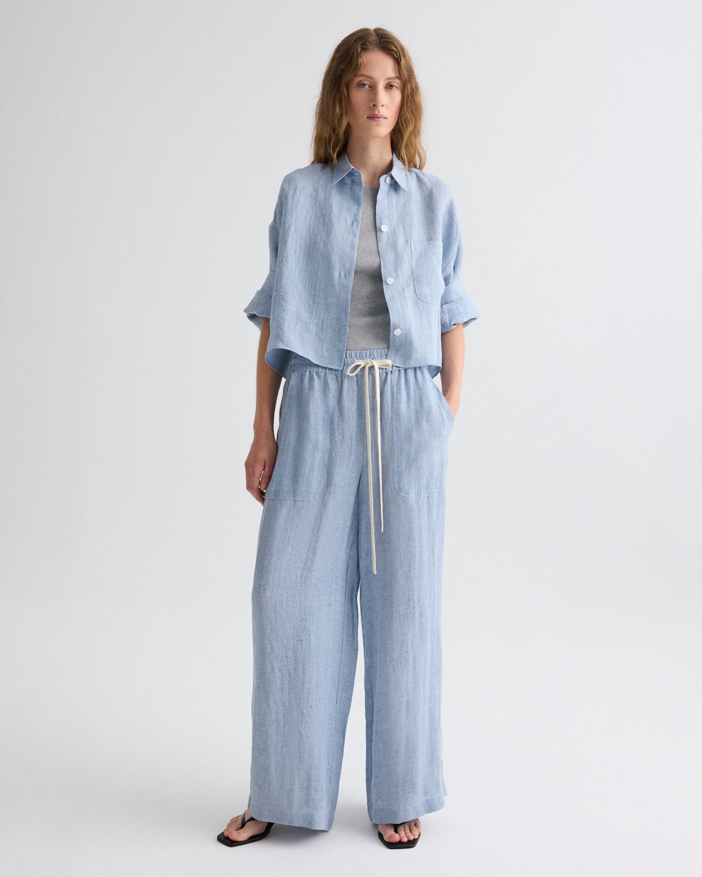 TWP Light indigo Next Ex Shirt in Delave Hemp view 3