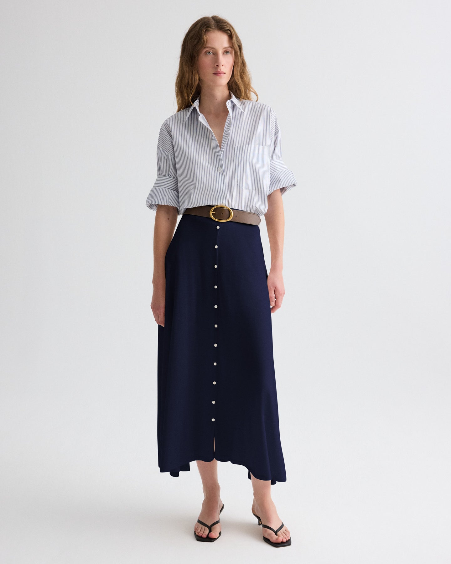 White / midnight Next Ex Shirt in Micro Hairline Stripe | TWP