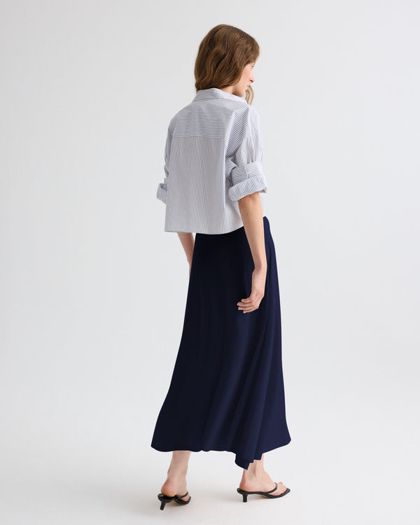 TWP White / midnight Next Ex Shirt in Microhairline Stripe view 5