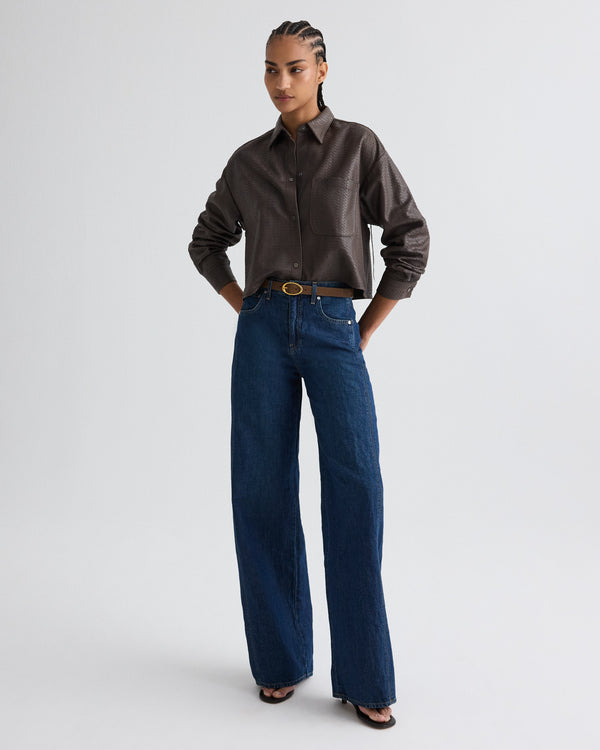 TWP Dark chocolate Little Big Joe Shirt in Embossed Python view 4