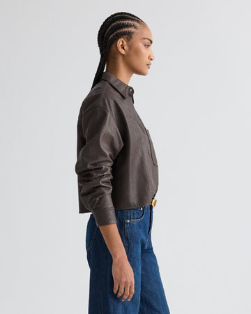 TWP Dark chocolate Little Big Joe Shirt in Embossed Python view 3