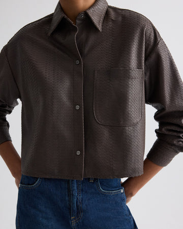 TWP Dark chocolate Little Big Joe Shirt in Embossed Python view 2