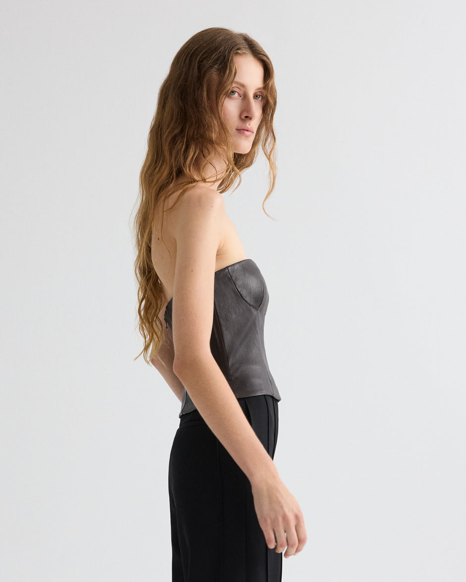 TWP Delicioso Jillian Bustier in Stretch Leather view 3