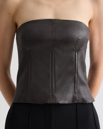 TWP Delicioso Jillian Bustier in Stretch Leather view 4