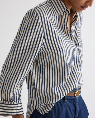 Next Morning Shirt in Clear Sequin on Stripe