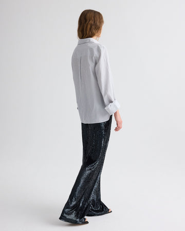 TWP White / midnight Next Morning Shirt in Micro Hairline Stripe view 5