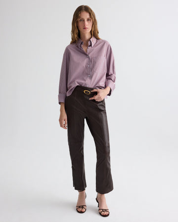 TWP Rust / blue J.D. Shirt in Framed Micro Striped Shirting view 3