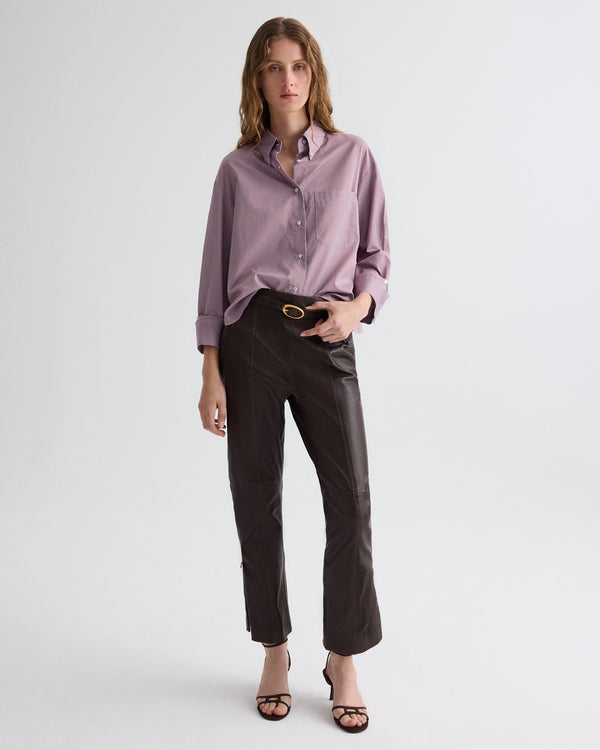 TWP Rust / blue J.D. Shirt in Framed Micro Striped Shirting view 3