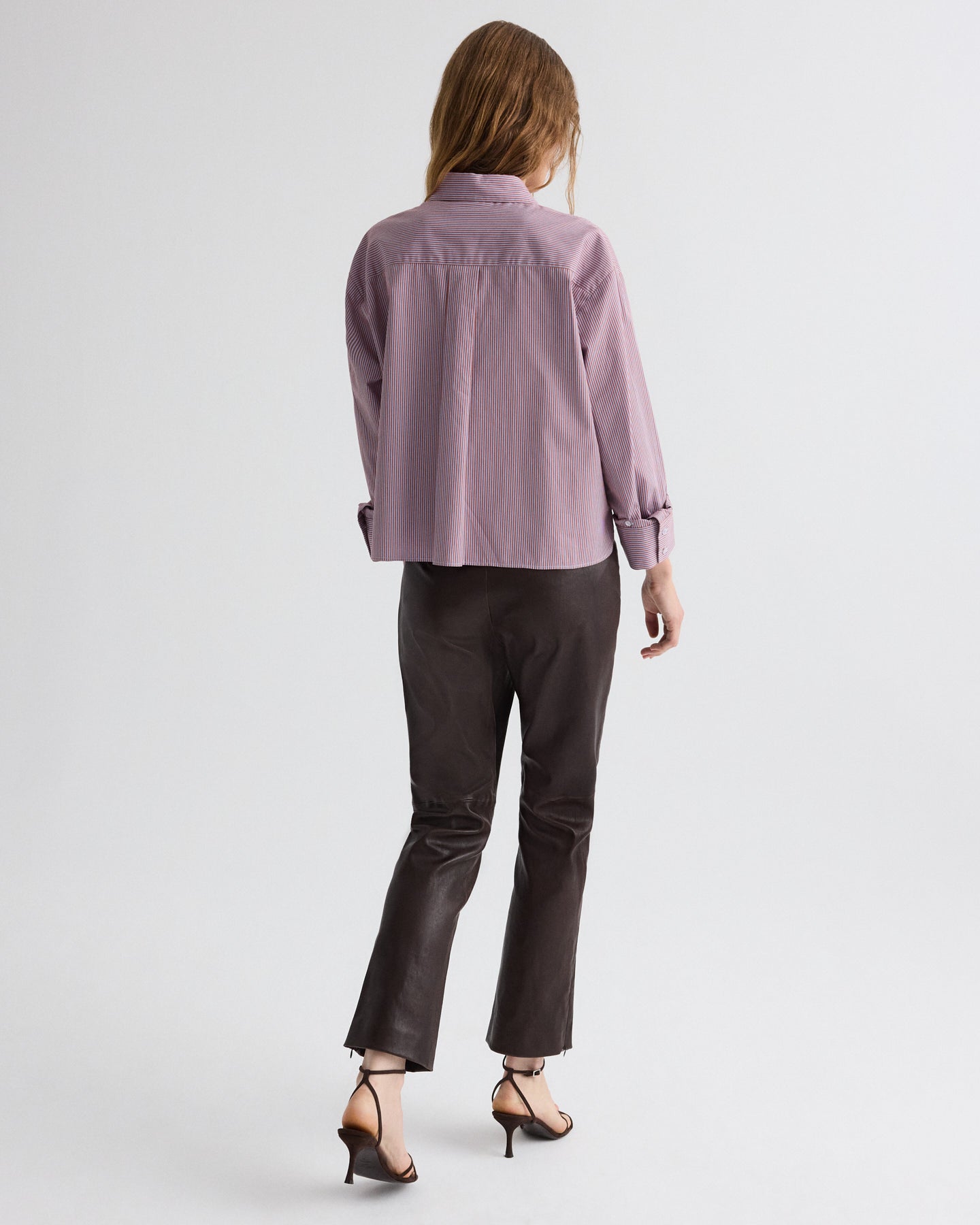 TWP Rust / blue J.D. Shirt in Framed Micro Striped Shirting view 5