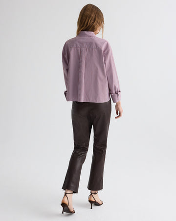 TWP Rust / blue J.D. Shirt in Framed Micro Striped Shirting view 5