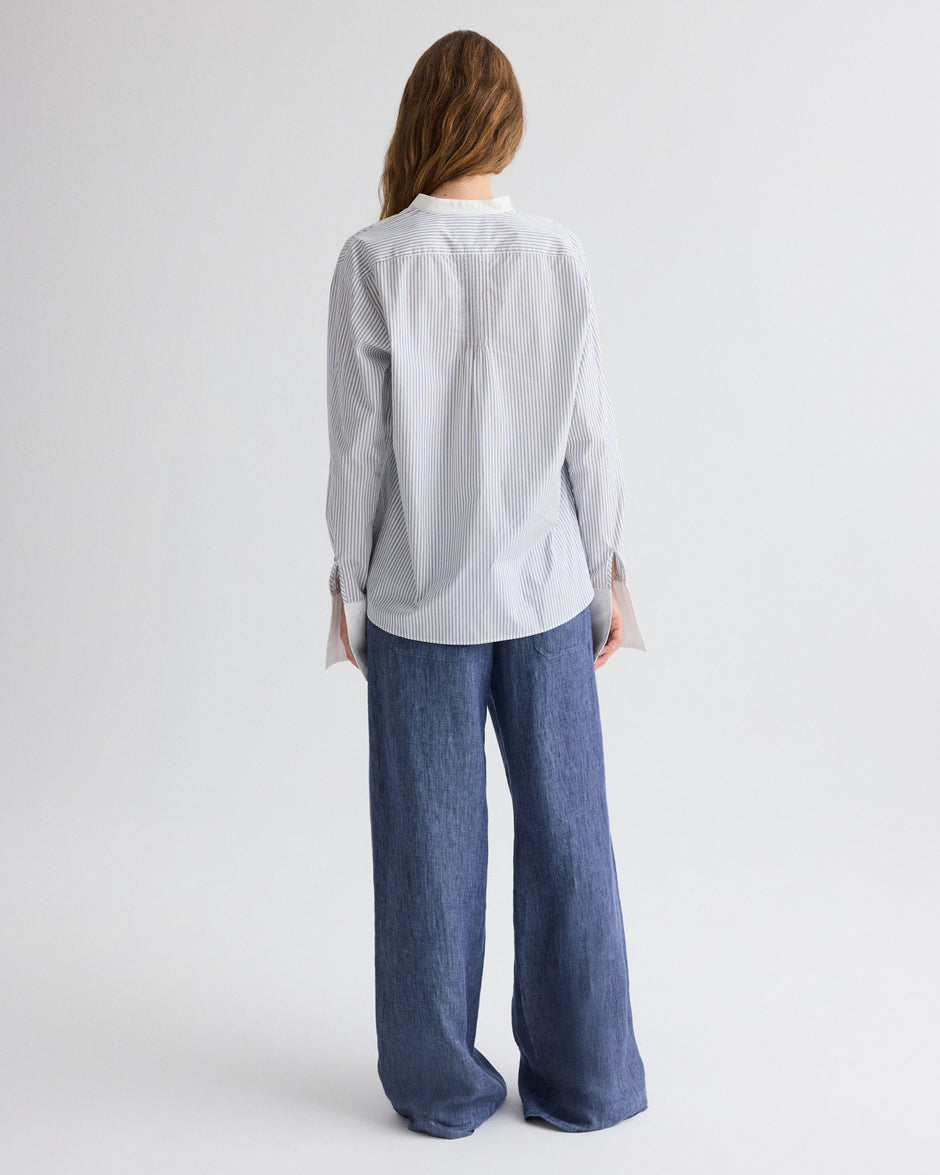 TWP White / midnight The Night Before Top in Micro Hairline Stripe view 5