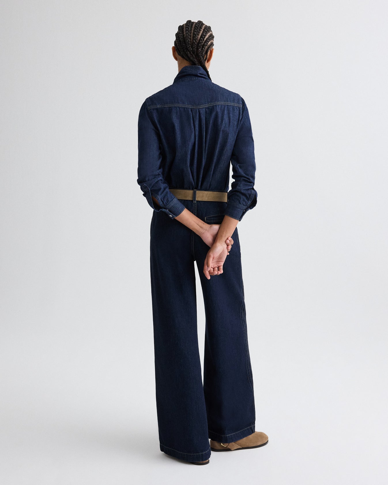 TWP Indigo resin Connor Top in Denim Shirting view 5