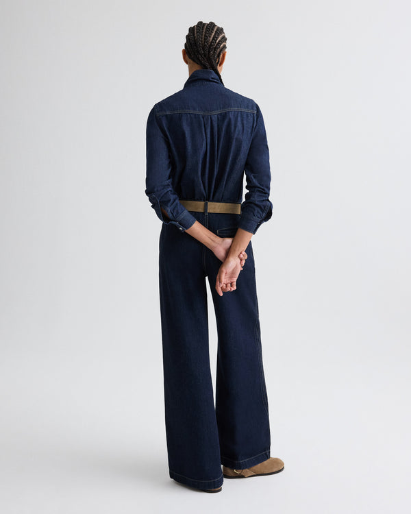 TWP Indigo resin Connor Top in Denim Shirting view 5