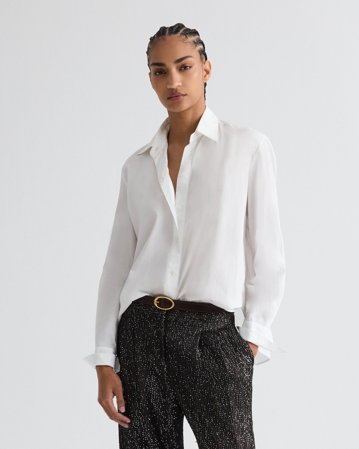 TWP White Possetti Top in Superfine Cotton Shirting view 2