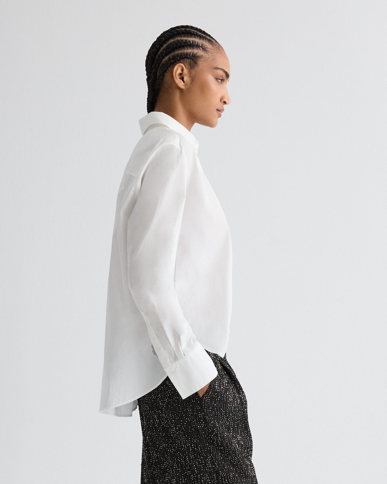 TWP White Possetti Top in Superfine Cotton Shirting view 4