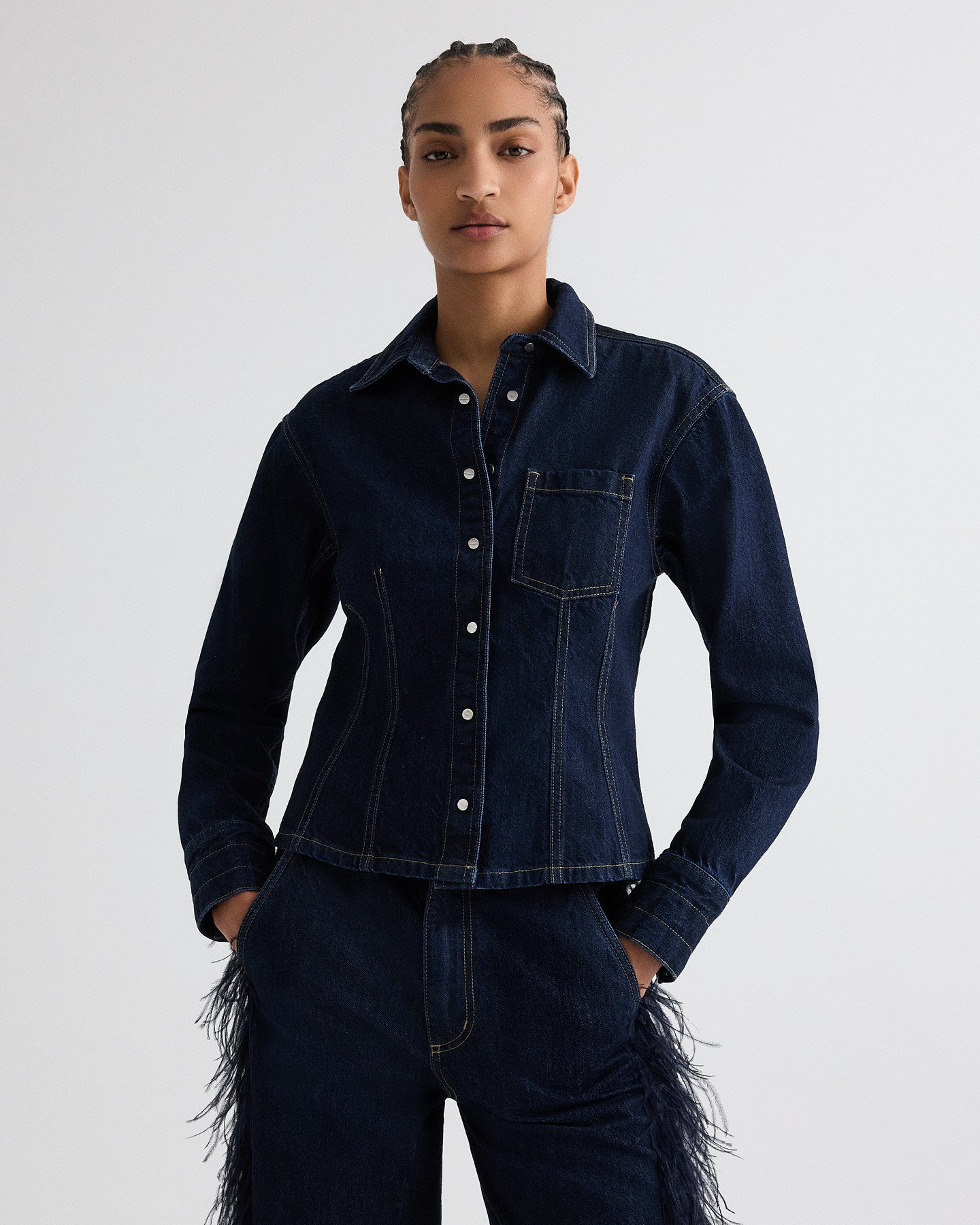 トップス GIVERNY Indigo resin Franny Top in Denim | TWP