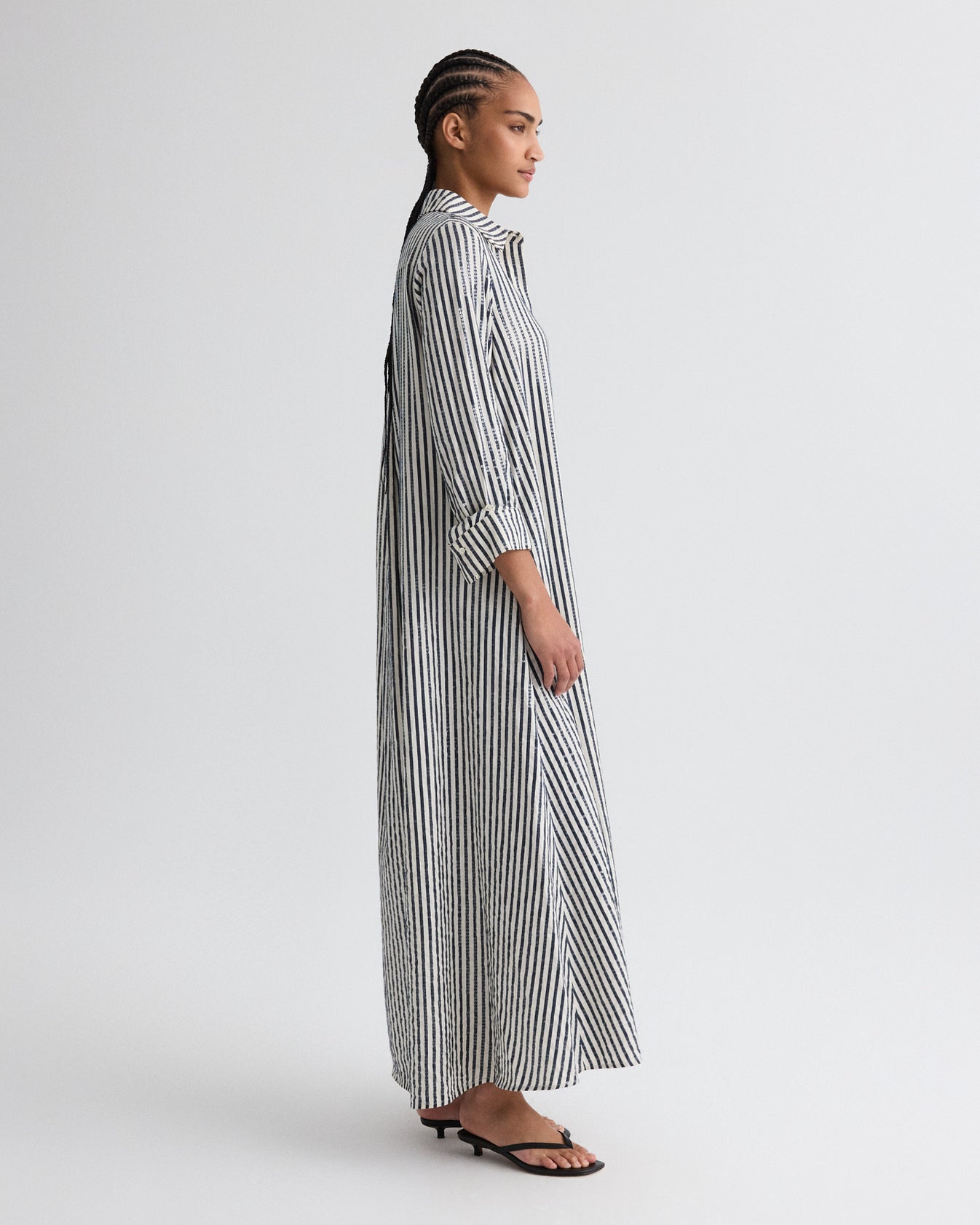 TWP Indigo / white Jenny&#39;s Gown in Clear Sequin on Stripe view 4