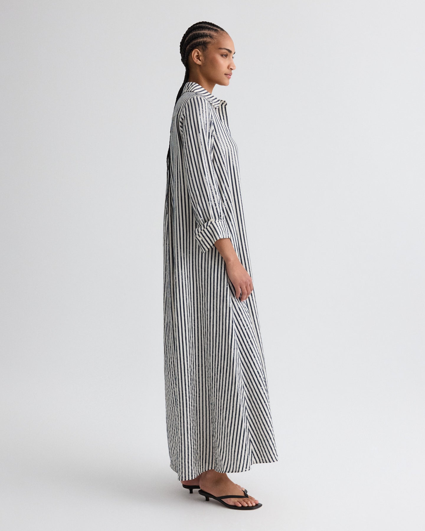 TWP Indigo / white Jenny's Gown in Clear Sequin on Stripe view 4