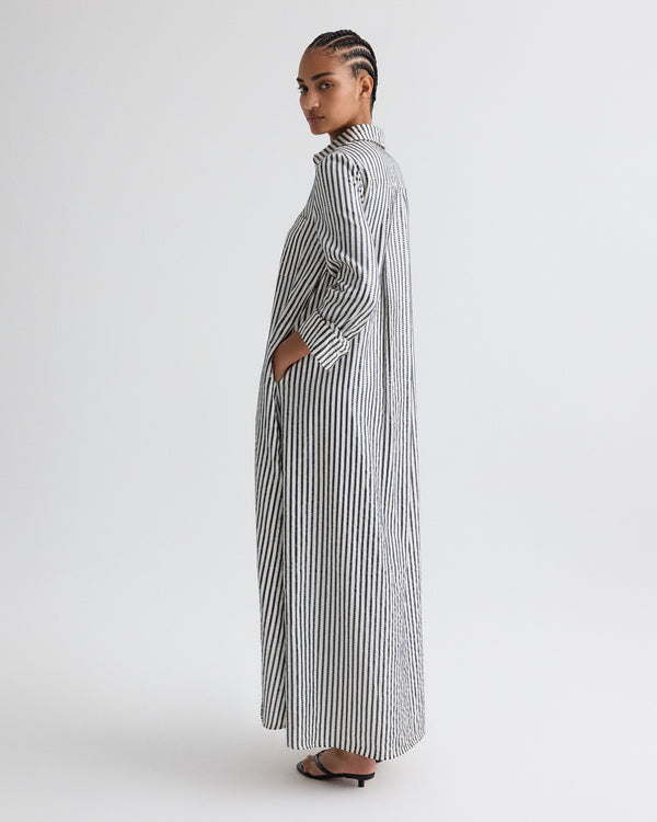 TWP Indigo / white Jenny&#39;s Gown in Clear Sequin on Stripe view 5