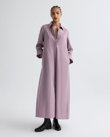 TWP Rust / blue Jenny&#39;s Gown in Framed Micro Striped Shirting view 3