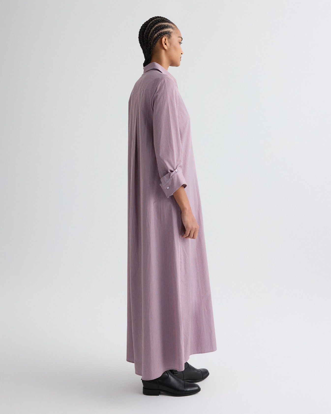 TWP Rust / blue Jenny&#39;s Gown in Framed Micro Striped Shirting view 4