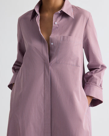 TWP Rust / blue Jenny&#39;s Gown in Framed Micro Striped Shirting view 2