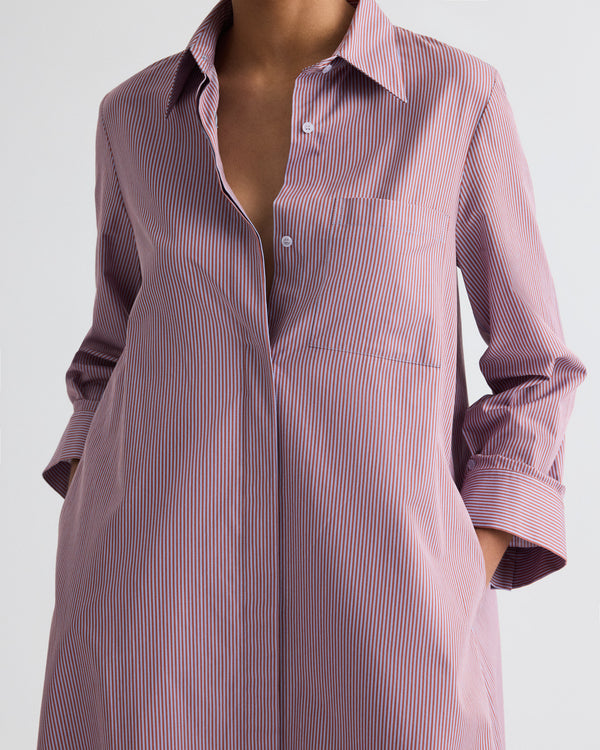 TWP Rust / blue Jenny&#39;s Gown in Framed Micro Striped Shirting view 2