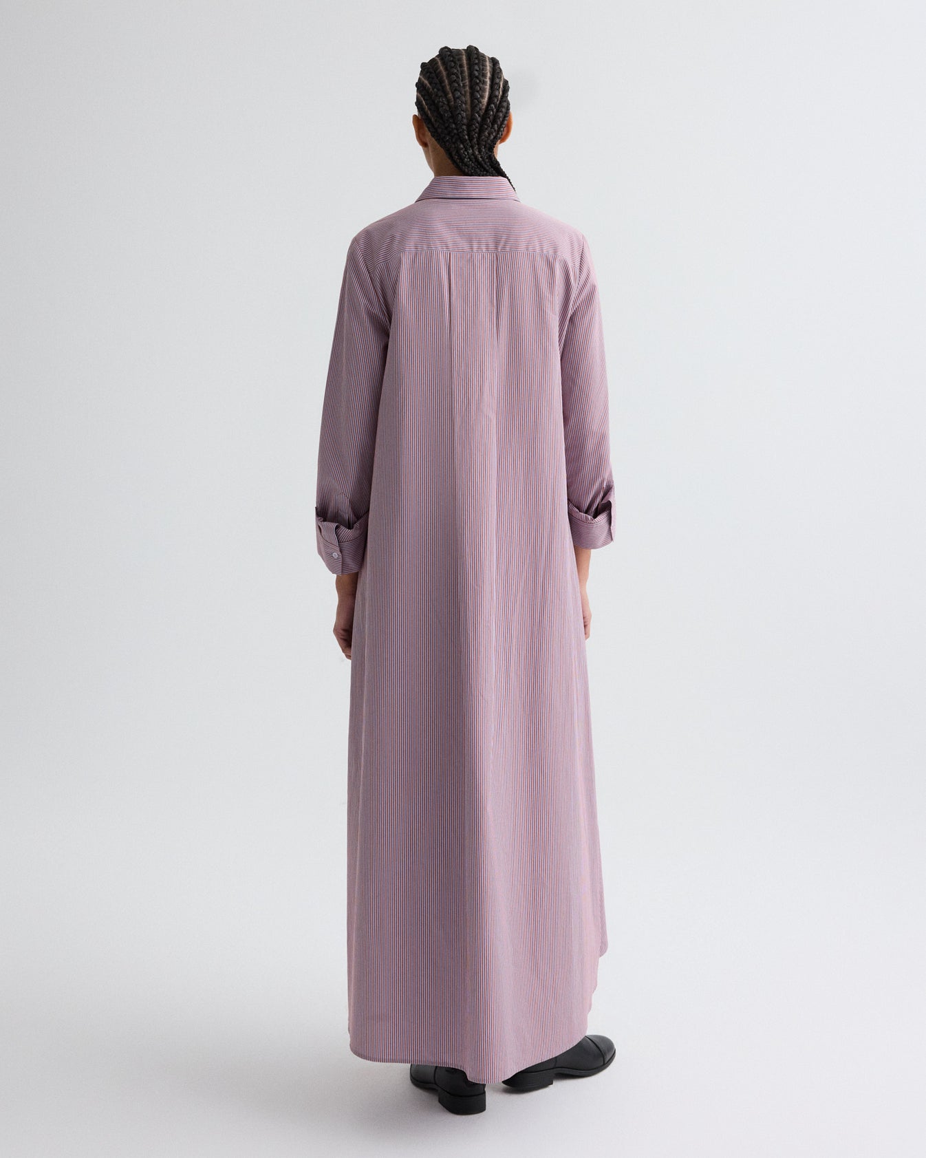 TWP Rust / blue Jenny&#39;s Gown in Framed Micro Striped Shirting view 5