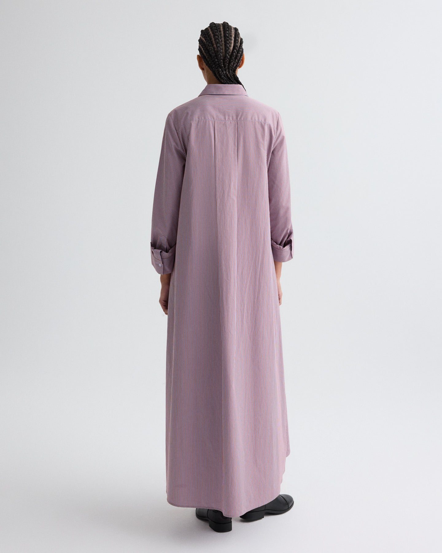 TWP Rust / blue Jenny&#39;s Gown in Framed Micro Striped Shirting view 5