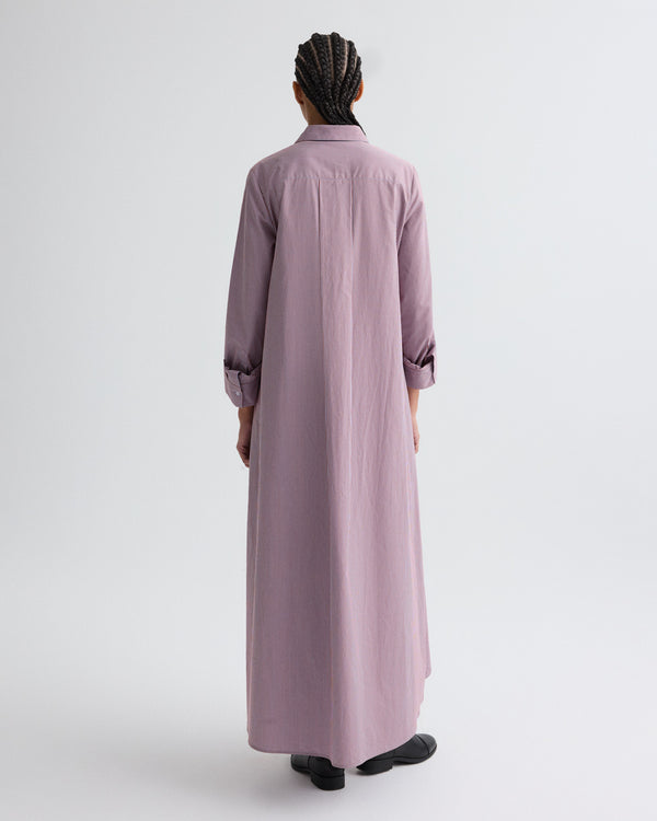 TWP Rust / blue Jenny&#39;s Gown in Framed Micro Striped Shirting view 5