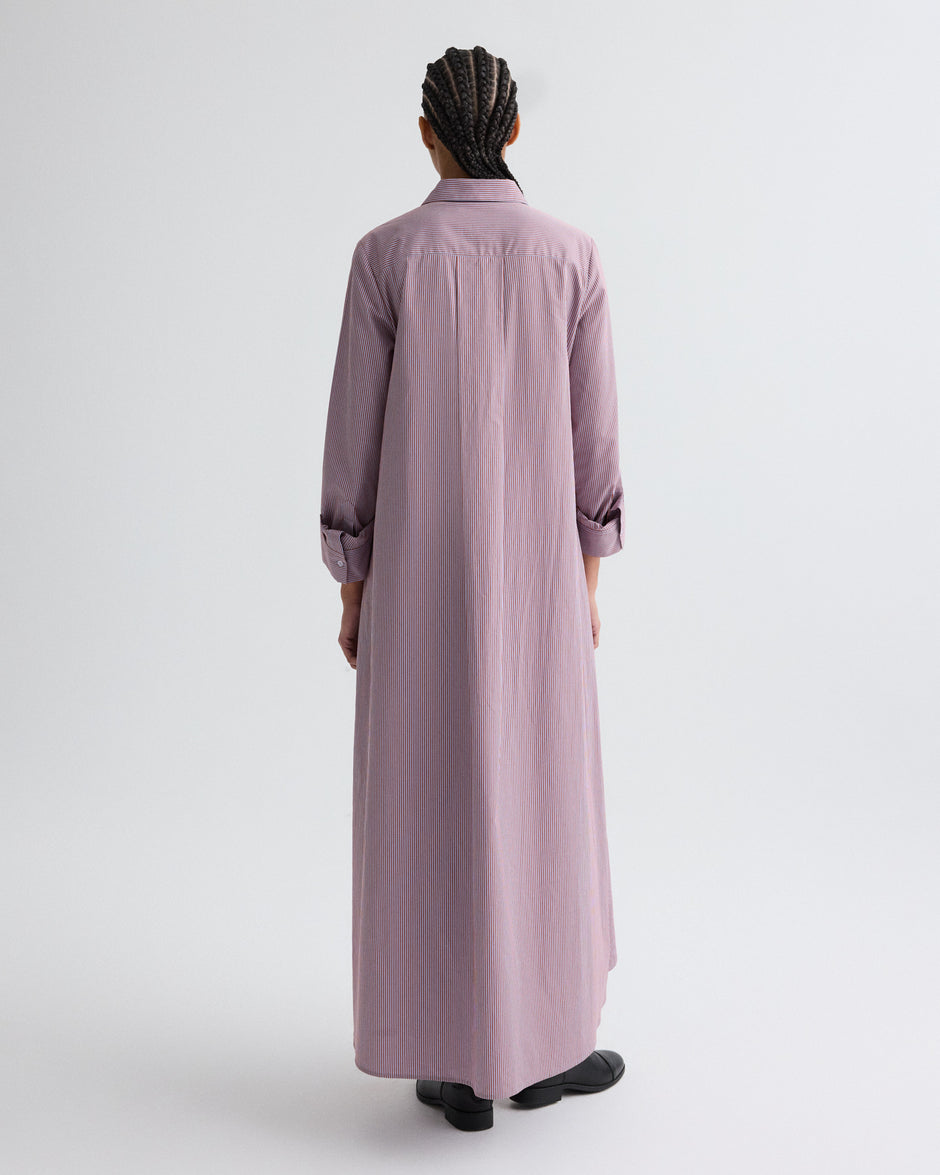 TWP Rust / blue Jenny&#39;s Gown in Framed Micro Striped Shirting view 5