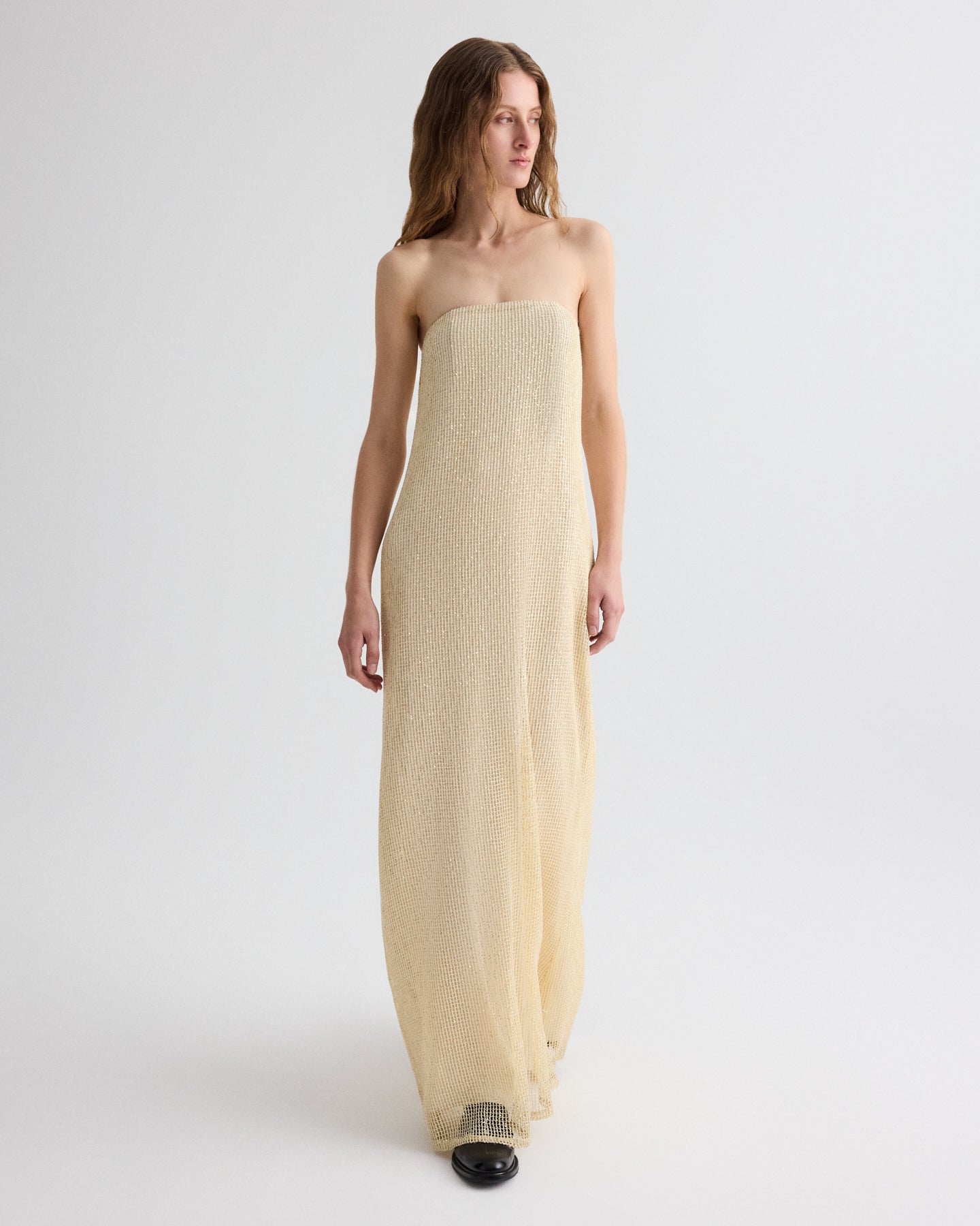 TWP Ivory / gold Carolyn's Gown in Mini Sequin Netting view 3