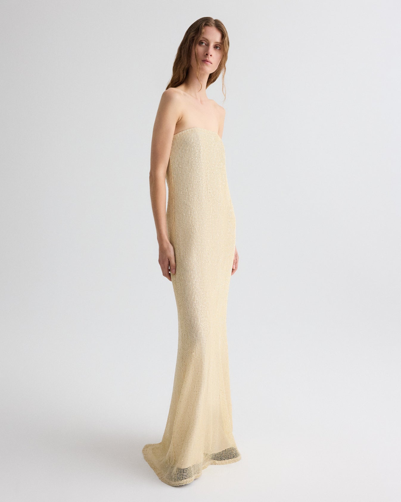 TWP Ivory / gold Carolyn&#39;s Gown in Mini Sequin Netting view 4