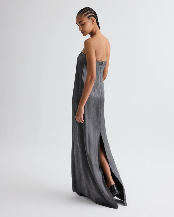 grey strapless maxi dress AKIRA Classic Chic Strapless Maxi Dress