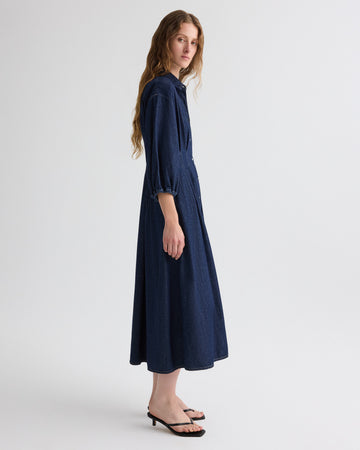 TWP Indigo resin Mason Dress in Denim Shirting view 4