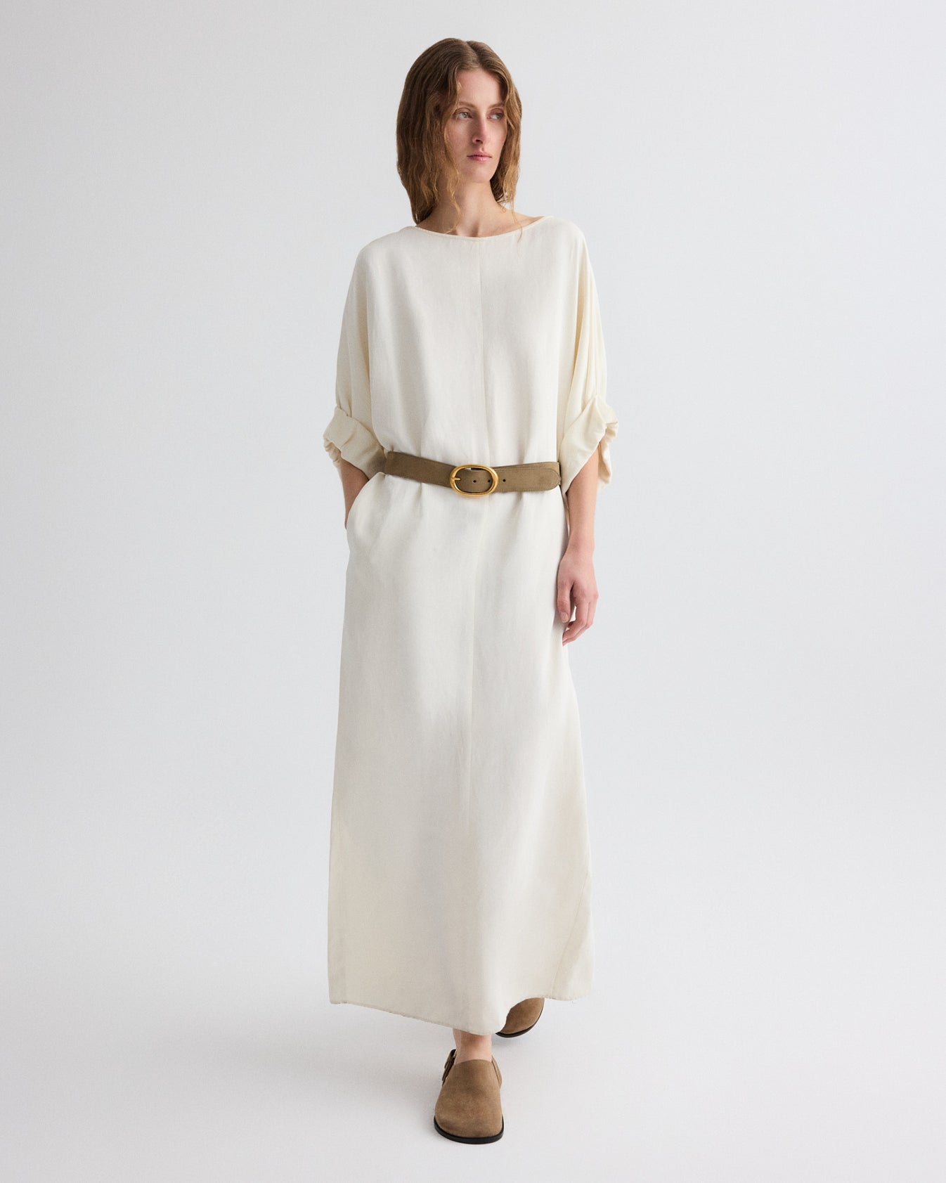 TWP Bone Dress for B Dress in Coated Viscose Linen view 2