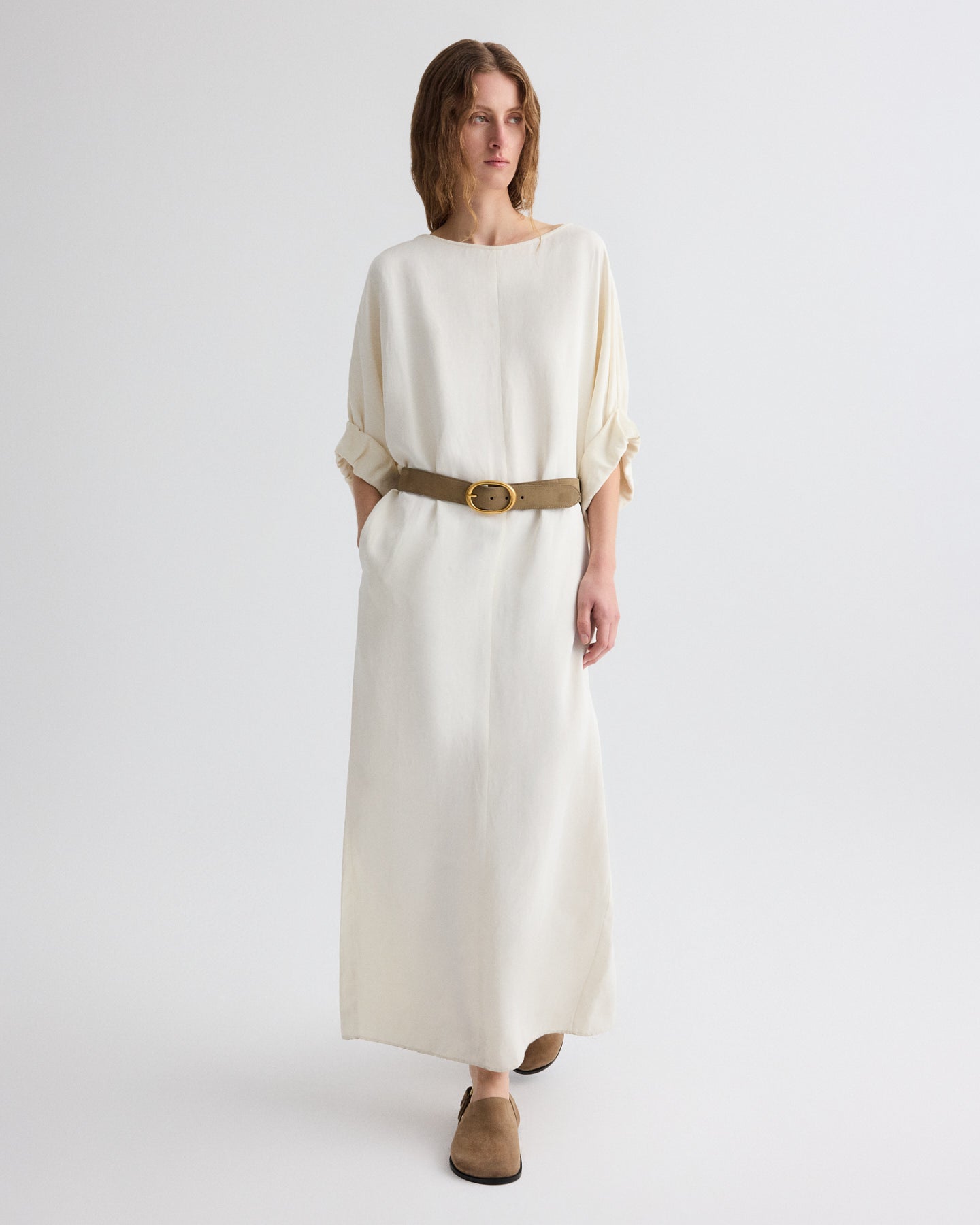 TWP Bone Dress for B Dress in Coated Viscose Linen view 2