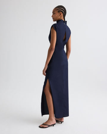 TWP Midnight Gathered Thoughts Dress in Cotton Shirting view 5