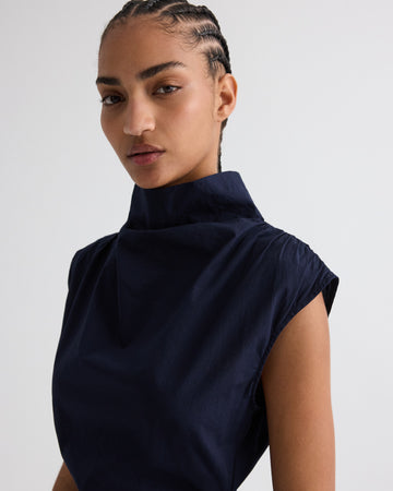 TWP Midnight Gathered Thoughts Dress in Cotton Shirting view 2