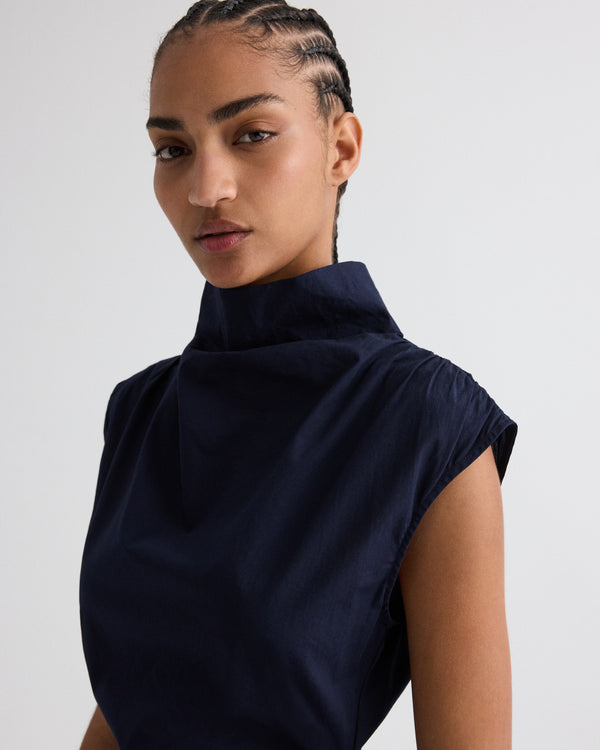 TWP Midnight Gathered Thoughts Dress in Cotton Shirting view 2