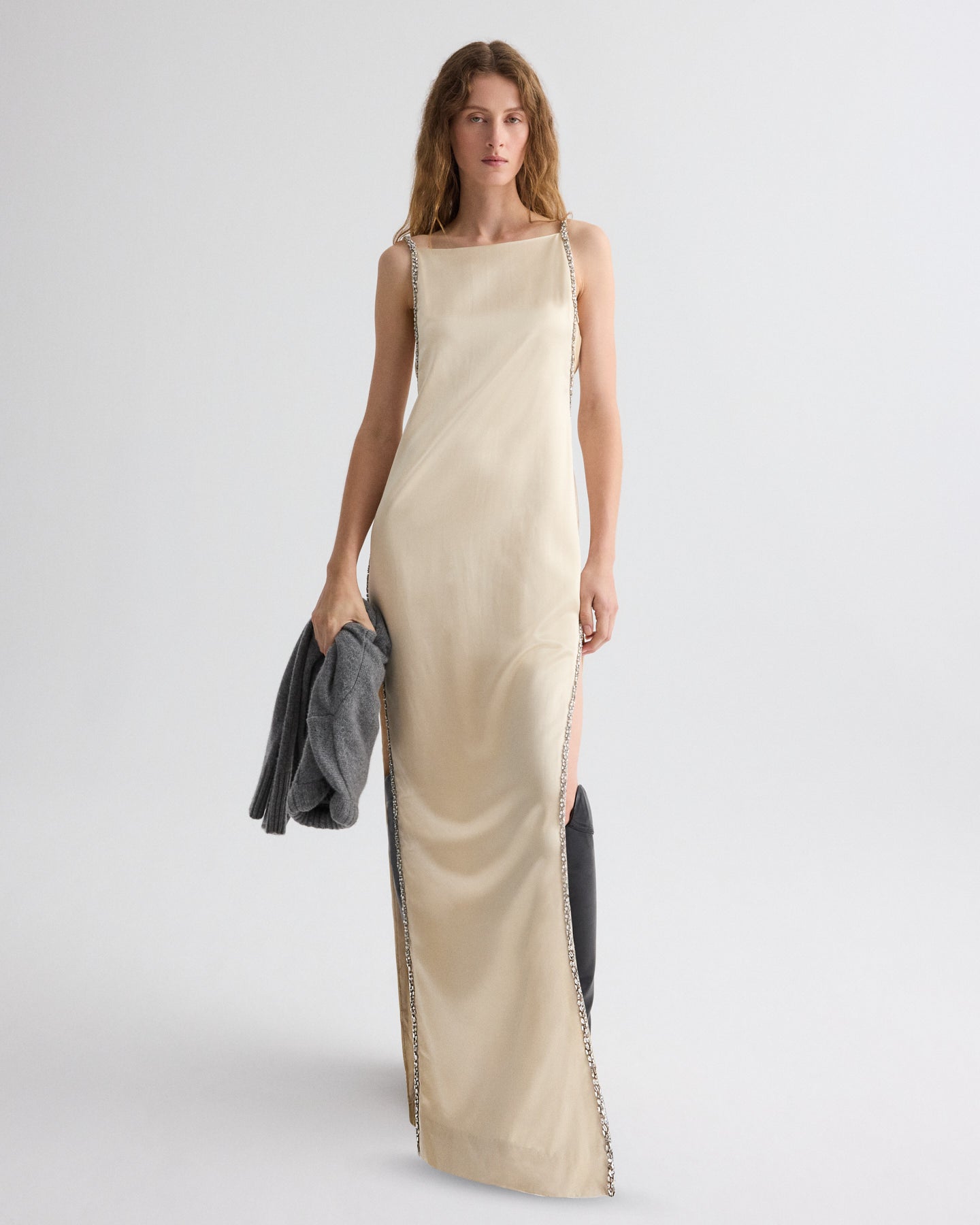 TWP Parchment It Had to Be You Dress in Shiny Viscose Wool Satin view 6