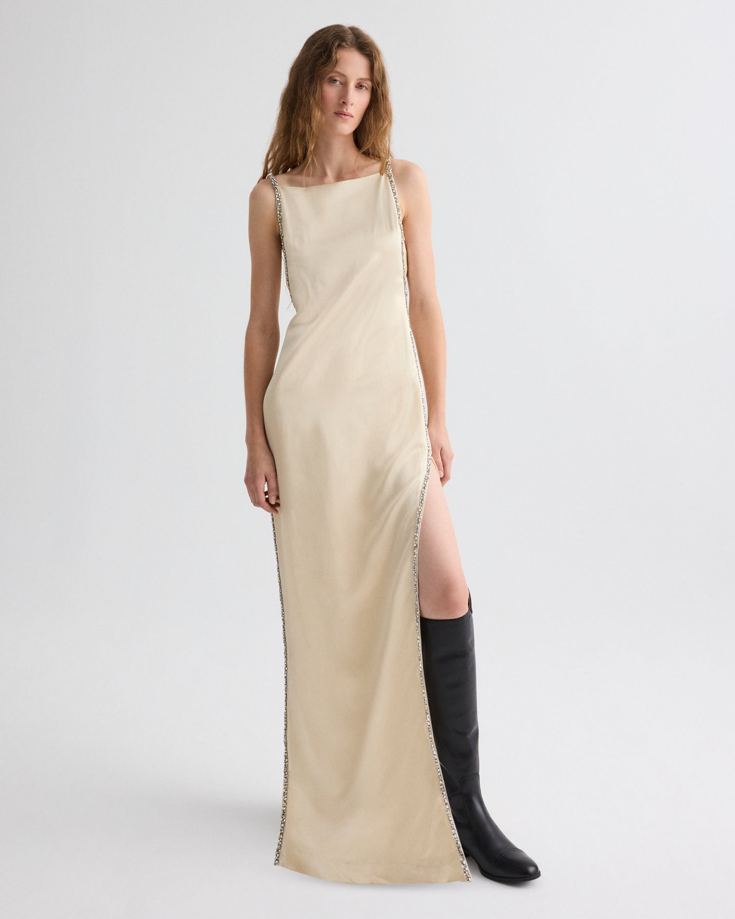 TWP Parchment It Had to Be You Dress in Shiny Viscose Wool Satin view 1
