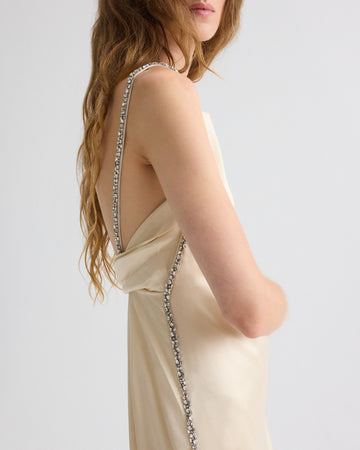 TWP Parchment It Had to Be You Dress in Shiny Viscose Wool Satin view 2