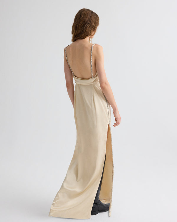 TWP Parchment It Had to Be You Dress in Shiny Viscose Wool Satin view 4