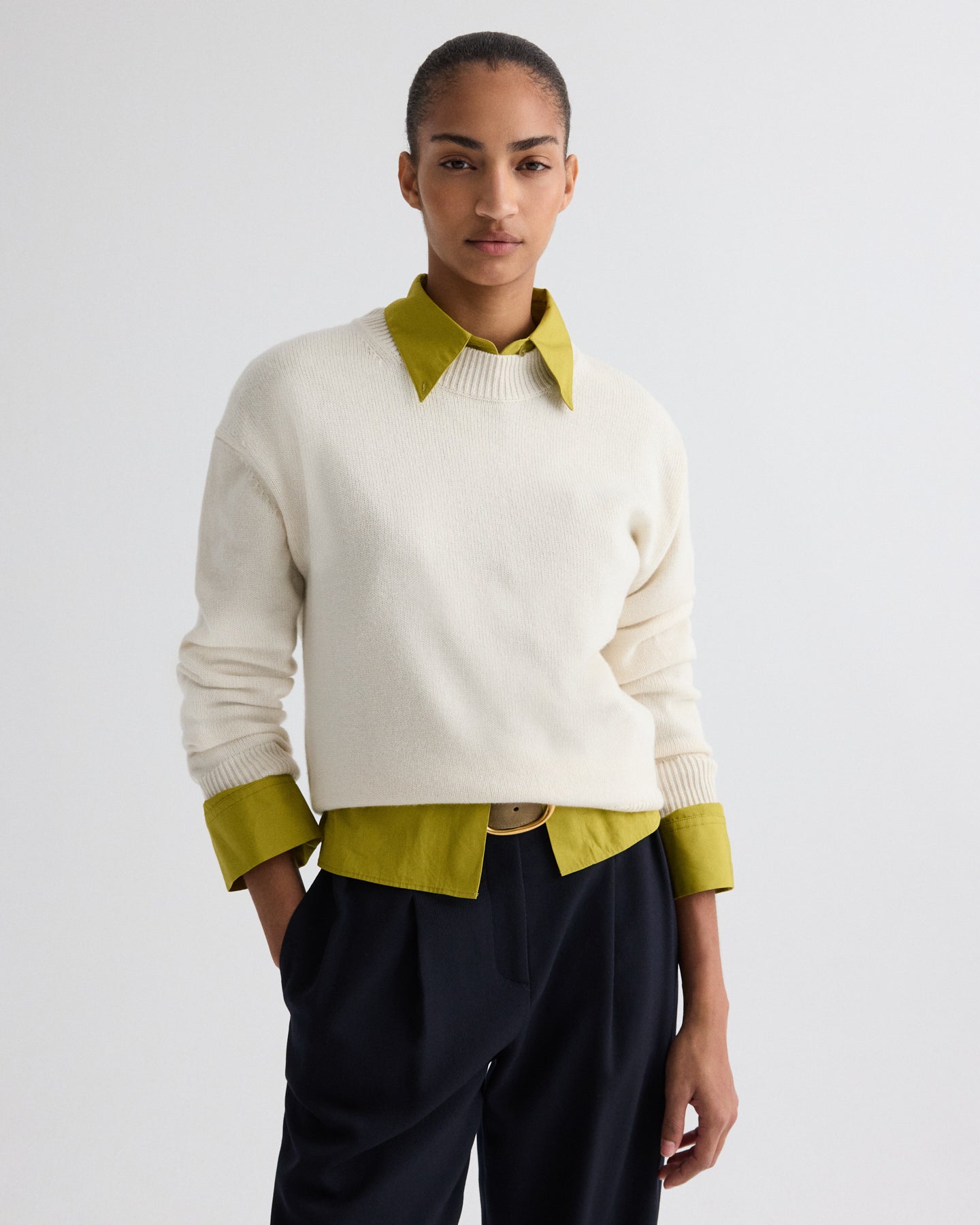 TWP Ivory Boy Crewneck Sweater in Italian Cashmere view 6