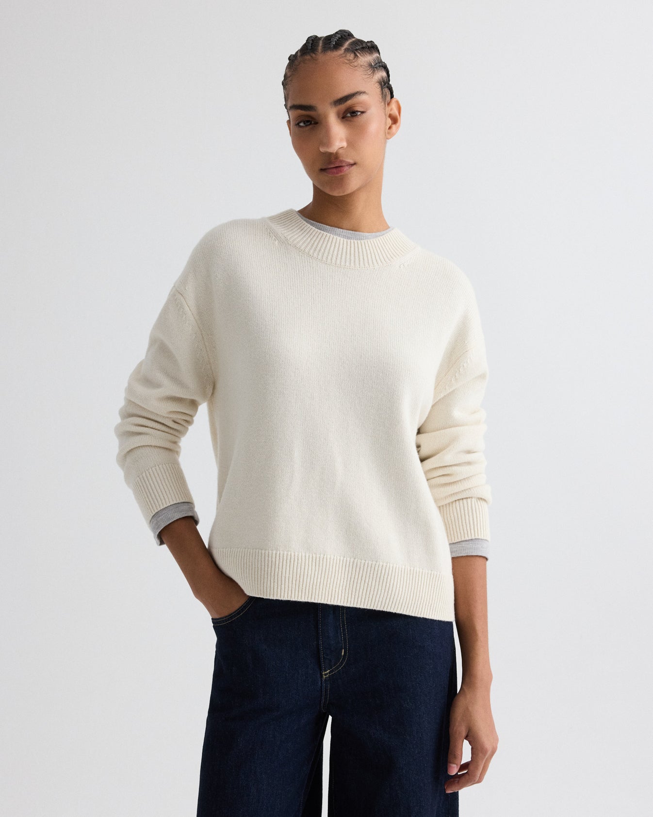 TWP Ivory Boy Crewneck Sweater in Italian Cashmere view 1